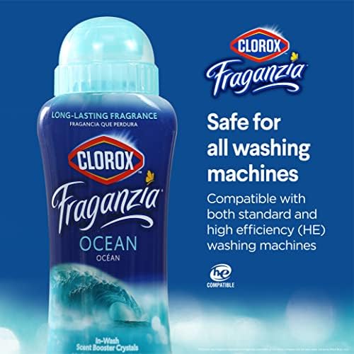 Cristais de reforço de aroma de arco de lavagem de Clorox no aroma do oceano, pacote duplo de 18 oz | Cristais de reforço