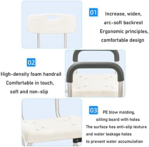 Cadeira de chuveiro Myoyay Altura ajustável assento de banheira anti-chão de banho de segurança Bancos de transferência de segurança com alças Almofada de espuma da cadeira de banheira para pessoas com mobilidade reduzida