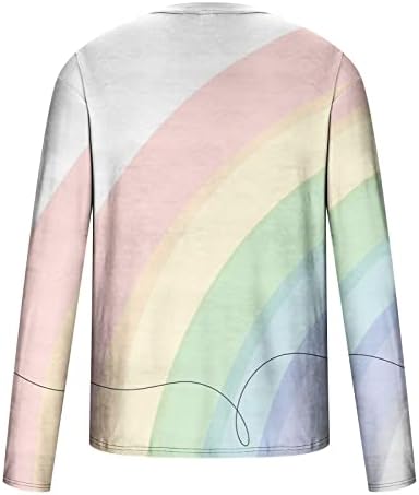 Camisas frias de manga longa masculinas, linha colorida 3D de impressão redonda de camiseta de camiseta do pescoço, camisetas na moda