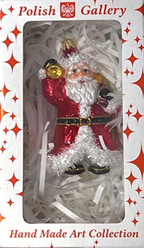 Galeria polonesa Ornamento de natal Brown Glass Classic Santa, 5 polegadas