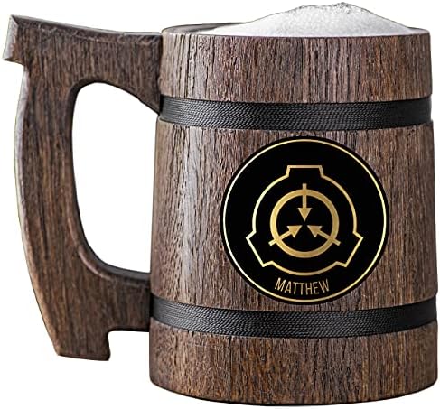 Caneca de cerveja da SCP Foundation. Caneca de cerveja de madeira. Tanque de madeira personalizada. Presente para ele. Wood