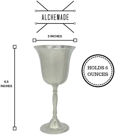 Alchemade 6 onça de níquel de prata Kiddush Cup - Goblete, Chalice, Glass de Vinho - Para feriados religiosos, ocasiões