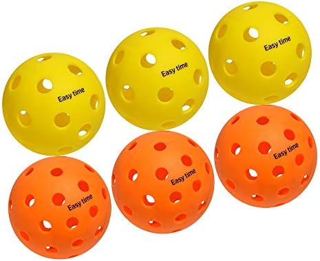 Conjunto de bola de pickleball easytime, 40 buracos Balls Pickleball para esporte ao ar livre, 26 buracos para salto interno, altamente durável e consistente, padrão da USAPA para esporte de pickleball, pacote 6/12/24 para escolher
