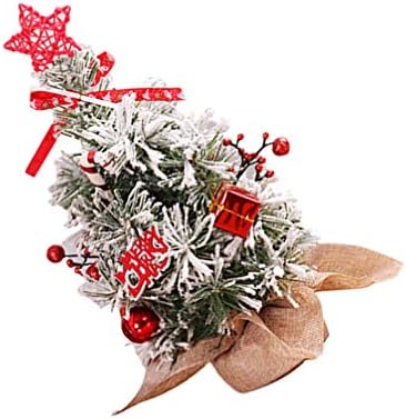 Mini -Natal de 30cm Mini árvore de natal Miniatura Tree de Natal com base de sepultura e decoração de arco