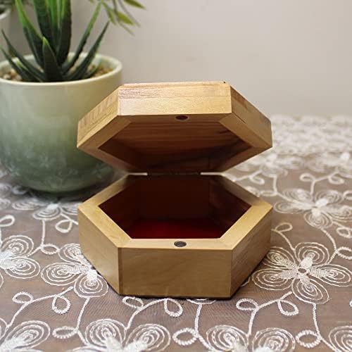 Pequena caixa de jóias de madeira de azeitona, caixa de jóias feitas à mão, caixa de presente de madeira esculpida na