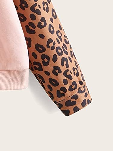 Moletons e moletons para garotas para meninas estampa de estampa de leopardo Pullover ombro
