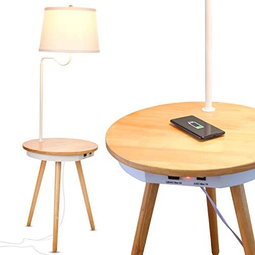 Brightech Owen Table & Lamp Combo com lâmpada LED, lâmpada de mesa com porta USB, lâmpada de leitura de cabeceira, mesa