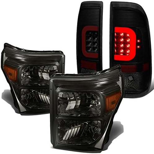 Emparelhar o farol de canto âmbar de casas fumadas+luzes traseiras de lente fumada LED RED compatíveis com o Ford Super Duty