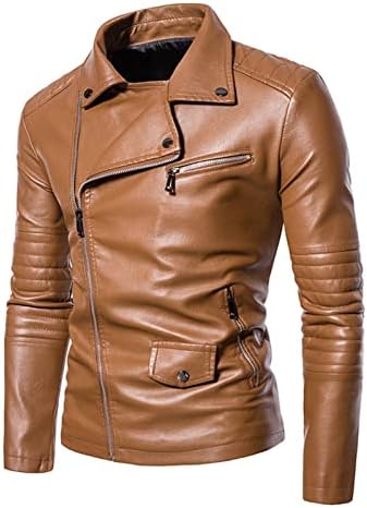 Jaqueta de couro PU masculina vintage assimétrica de capa de motocicleta casual casual casaco de couro falso