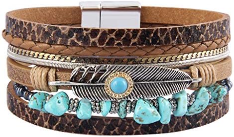 Gelconnie Womens Leather Bracelet Pelinha Multi Strand Bracelet Bracelet Bracelete Turquelet