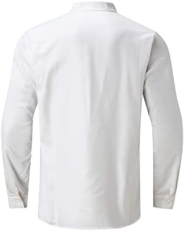 Camisas Henley do pescoço masculino de BEUU Men, linho de linho de linho longo das folhas longas de pássaros impressos de