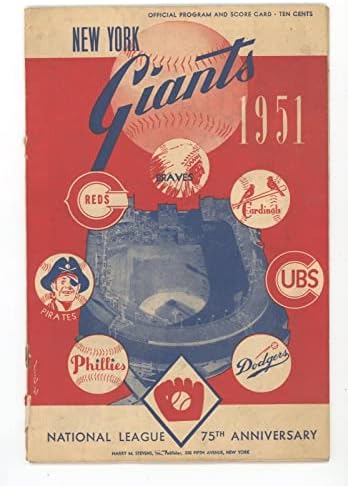 1951 NY Giants vs. Brooklyn Dodgers Program não escondido Jackie Robinson na formação - programas da MLB