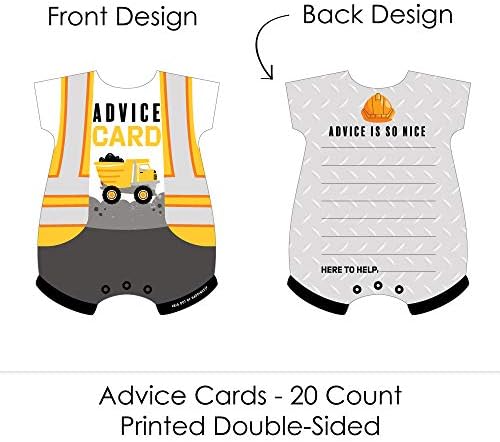 Big Dot of Happiness Dig It - Construction Party Zone - Bodysuit Bodys Wish Cartão Atividades do chá de bebê - Moldado Cards de conselhos