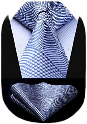 Hishern laços para homens houndstooth galhas lenço de lenço de negócios formal gravata e bolso quadrado