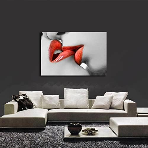 【Morda e apertado】-Spray Pintura Core Modern Modern Fashion Sexy Red Lips Nordic Room Decoração Pintura de parede Pintura