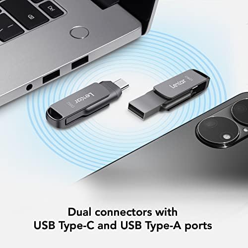 LeXar 128 GB de unidade dupla D400 USB 3.1 Tipo-C e Tipo A flash, até 130 MB/s de leitura