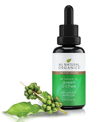 Óleo de café verde de orgânicos naturais da AU | orgânico e prensado a frio - hidrata a pele e reduz os olhos inchados, o rosto, as unhas e os cabelos - ricos em fitoesteróis | 1 oz