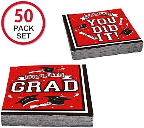 Nudários de papel descartável para festa de graduação para graduação da faculdade de graduação de 3 a 50 pacote （vermelho e preto)