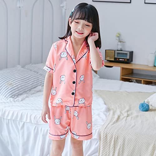 Pijama para meninas cães roupas curtas roupas de menu de luva de desenhos animados de punho de pijamas de menino garoto vestes de banho para meninas