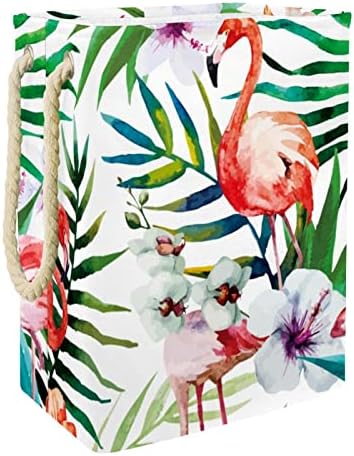 Planta tropical Flamingo Cestas de lavanderia grandes cestas de armazenamento de pano sujo Hampers com alças caixas