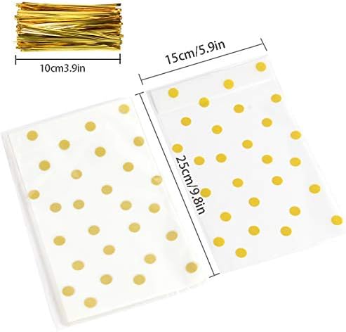 Sbyure Clear Violoncelo Sacos de bolinhas de ouro de ouro plástico Sacos de doces de 6x10 polegadas para tratamento de