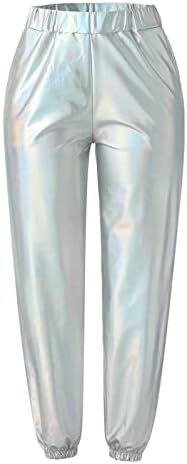 Calça de cintura elástica de miashui para mulheres casuais femininos casuais calças soltas calças de moletom de rua casual