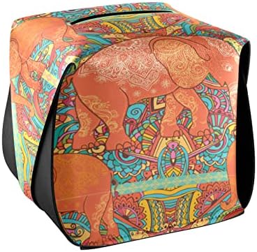 Linda caixa de lenços de papel elefante para elefante portador de tecido de couro retangular com dispensador de tecido facial da alça