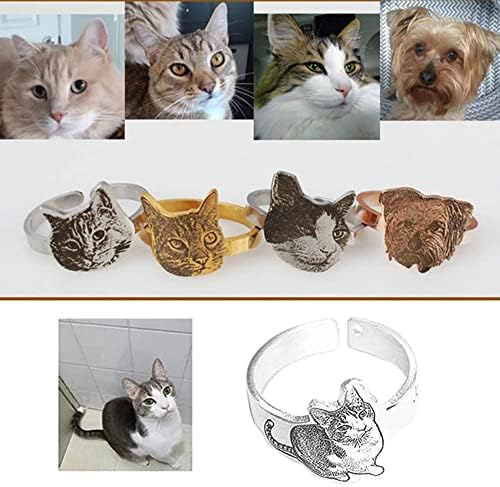 Wexibauyl personalizado anel de foto personalizado anel de animais de estimação Pessoa de gato cão nome nome de anel aberto para amantes