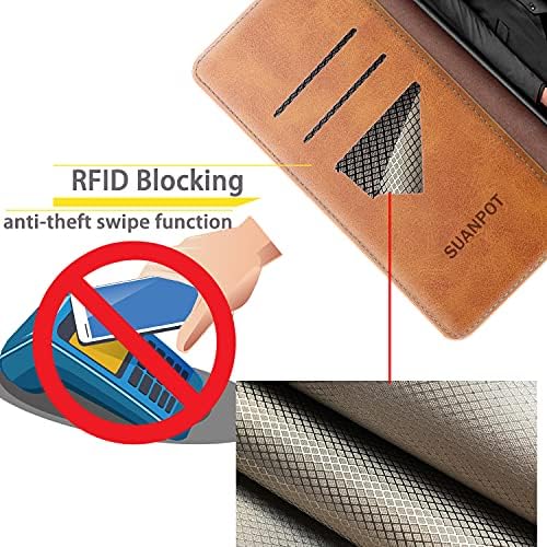 Suanpot para a capa Samsung Galaxy A20/A30 Couro de couro com titular de cartão de crédito RFID FLIP Folio Book Magnetic