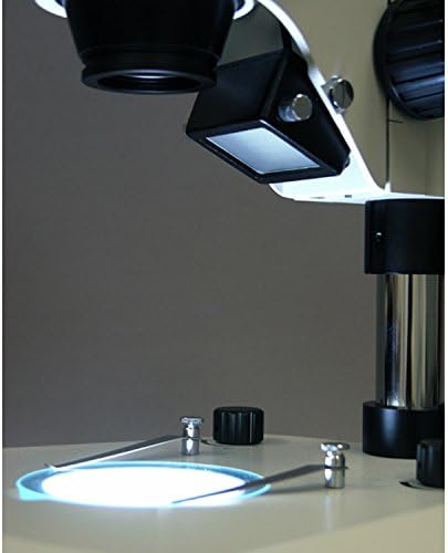 Microscópio de zoom de estéreo binocular profissional SM-1B-PL, Microscópio de zoom, oculares WH10X, ampliação de 7x-45x, objetivo do zoom 0,7x-4.5x, luz de LED superior e inferior, suporte de pilar, 110v-120V