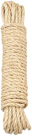 Kinglake Garden Cat Sisal Rope, 32,8 pés de 1/4 de polegada Twisted Sisal corda gato corda de barbante, corda de substituição para árvore de gato, barbante para arranhar a corda pós -pós -