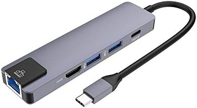 ZPLJ Adaptador de cubo USB C de alta velocidade C 5 em 1 alumínio portátil com saída de dados portátil de saída portátil 4K HDMI Compatível para flash drive notebook PC Adaptador de hub USB portátil
