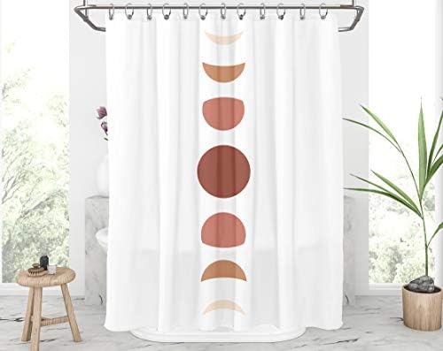 Cortina da fase da lua cortina de tom de terra cortina cortina minimalista para banheiro para crianças homens mulheres, 72x72innch