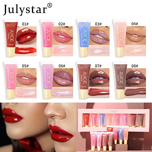 Julystar transparente Hidratante Lip Gloss Conjunto lindo conjunto hidratante de brilho labial
