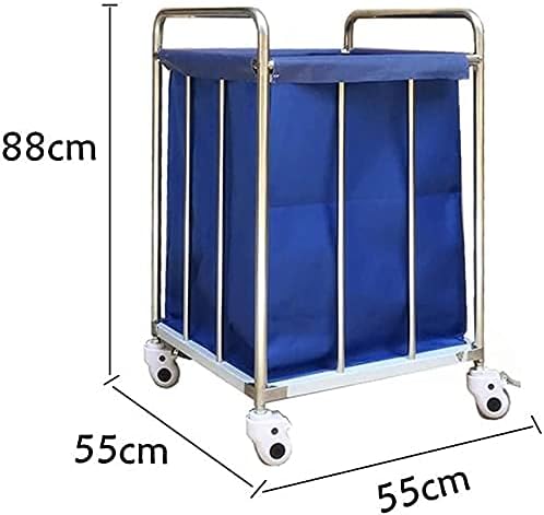 Omoons Kitchen Movable Trolleys azul dobrável cesto de lavanderia cesta de sacos removíveis pesados ​​lavando cesto