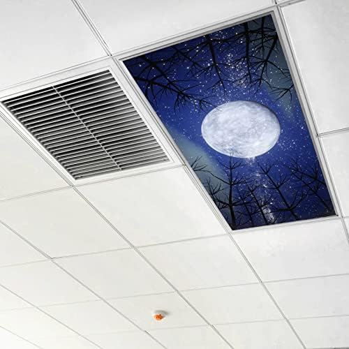MCHUANG Blue Sky com Moon 2 pacote Filmes fluorescentes flexíveis Filmes de clarabóia Teto para a aula do escritório da sala de aula Piscina de pub inglês