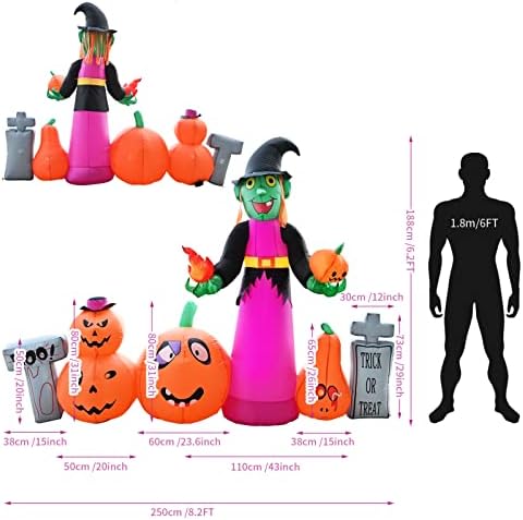 Decorações infláveis ​​de Halloween, Olsunor Halloween 6ft Tallx8 ft Long Giant Inflatable Brux