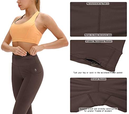 Calças de ioga de Icyzone para mulheres - Leggings de treino de cintura alta com bolsos, meias de exercício de ginástica atlética