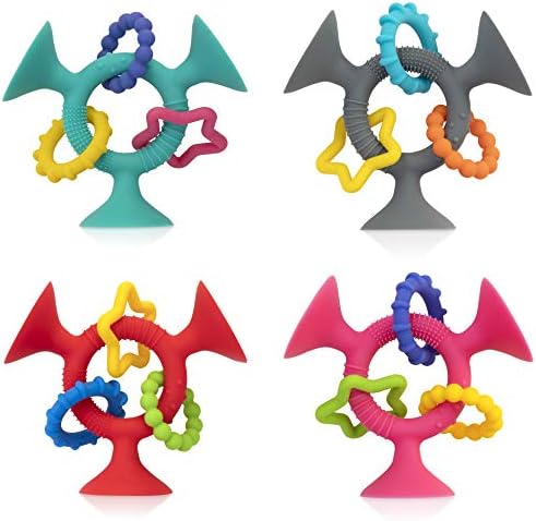 Brinquedo de sucção interativo bobo e bobo de três pontas com anéis coloridos, cinza