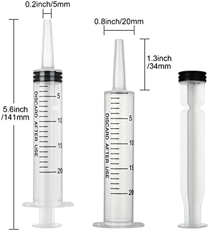 50 Pacote seringa plástica, seringas grandes de 20 ml/cc sem agulha e iseladas individualmente, seringas para medir,
