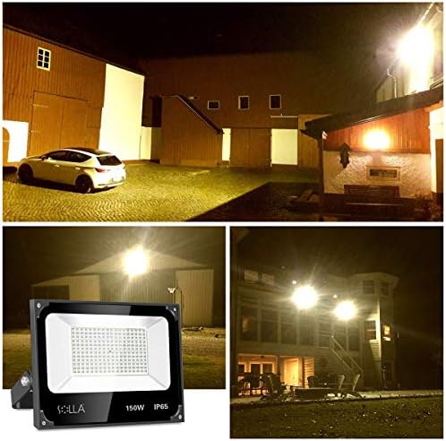 Solla 2 pacote 150W Luz de inundação LED, iluminação de inundação externa de 12000lm 3000k quente