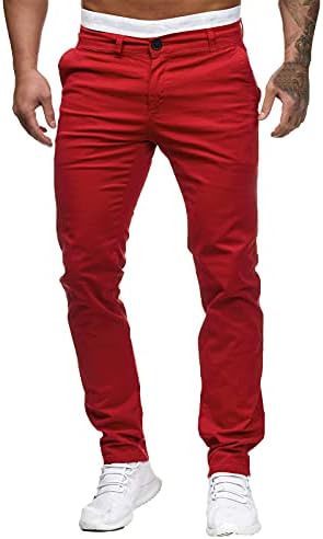 Moda de moda masculina Casual Cintura Média Slim Calças ao ar livre para homens Slim Fit Solid Pocket Soldants calças