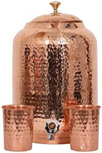 Potão de água/dispensador de projeto de projeto de cobre/contêiner/matka/tanque com torneira de latão, para armazenamento e servir tanque de água 2 vidro