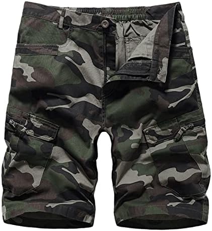 Meyymia Mens Cargo Shorts, 2023 Summer Men Utility Camo Zipper e Botão Fechar o acampamento de pernas retas viagens curtas