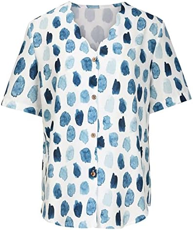 Tops e blusas femininas Summer 2022 - Tops casuais femininos Blusa da blusa de estampa de flor curta Tops de t -shirt de manga curta