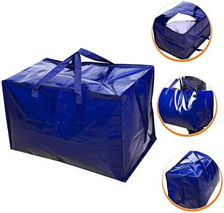 Doitool 4pcs embalando roupas de armazenamento de armazenamento com zíper amplo amplo espaço de bagagem de bagagem de bagagem Os organizadores que armazenam alças carregando de cama azul pesada com economia de suprimentos extras em movimento para