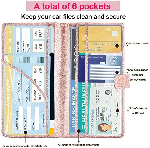 Registro de carros e titular de seguros, organizador de caixas de luvas de cartão de couro, organizador de documentos de cobrança premium com fechamento magnético, usado para informações essenciais, carteira de motorista