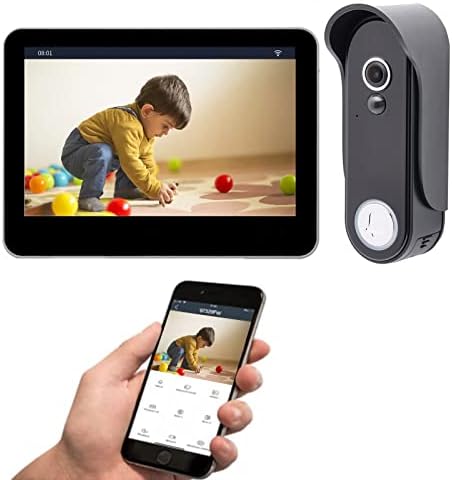 Acebell Wi-Fi Video Phone Phone Fire Video Doorbell System com monitor de tela de toque de 7 '', câmera HD 1080p e detecção