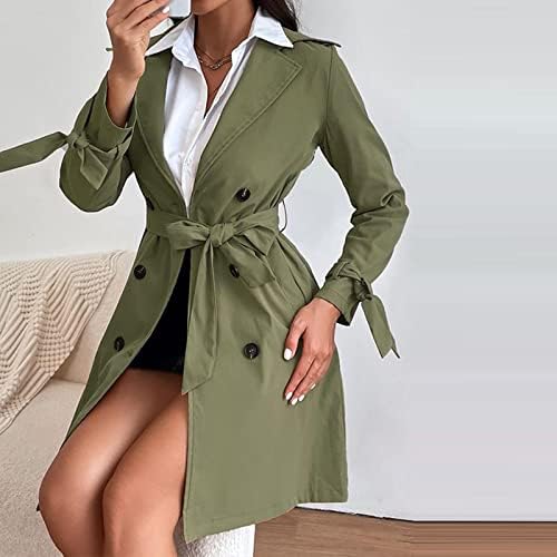 Jaquetas de Windbreaker para mulheres elegantes de lapela de lapela de trincheira casacos de trincheira dupla