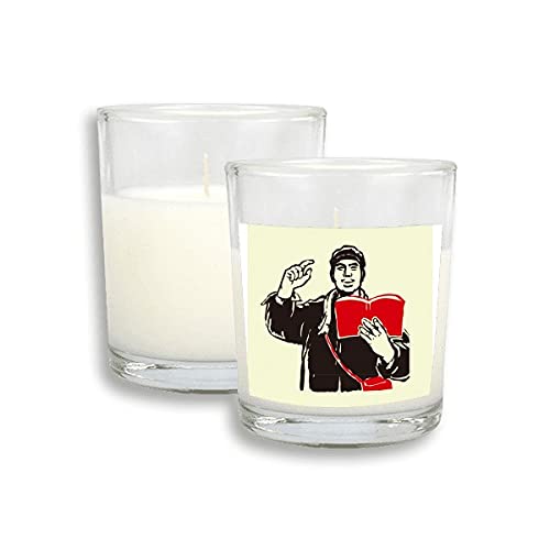 Propaganda de educação vermelha chinesa professora de velas brancas de vidro com cera de incenso perfumada